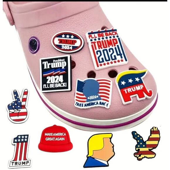 Shoe Charms - Jibbitz - 10pc - Donald Trump 2024 Election President Vote Usa - Picture 3 of 3